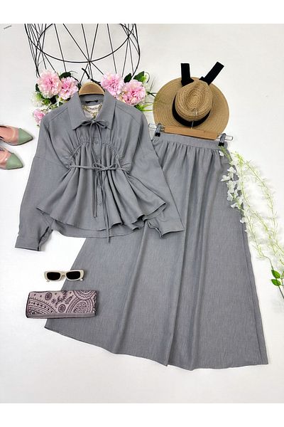 YEDİLALE Belted Skirt Bluz Double Set [Sm(36/38/40) Lxl (42/44)]