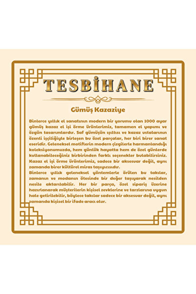 Tesbihane Ασημένιο 1000 καρατίων Καζάζ με φούντα ανοιχτόχρωμο σφαίρα κομμένο ροζάριο Kuka 101002110