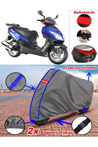 CoverPlus أزرق مخيط رمادي Ramzey RMZ 125 T-D قماش القماش الخلفي Topcase متواف...