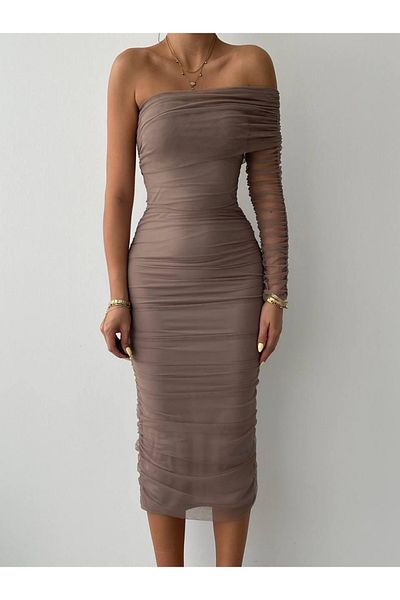 REKA MODA    Polack One Shoulder Tulle Dress