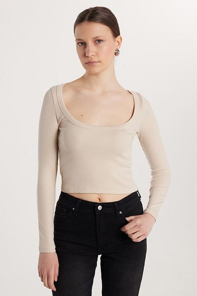 Tudors Γυναικεία Modal Fabric Slim Fit Slim Fit τετράγωνη πέτρινη μπλούζα