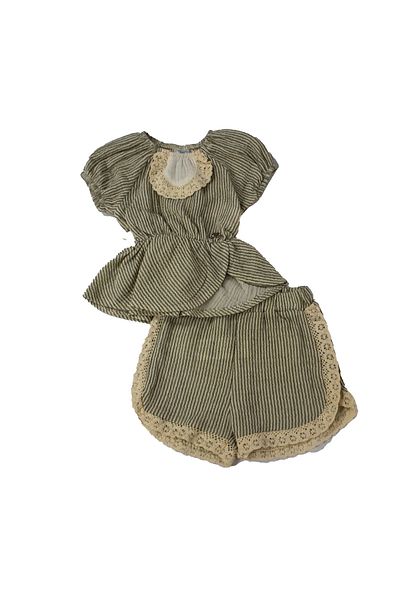 CNS Concept Khaki Girl's Linen 2 Piece Set