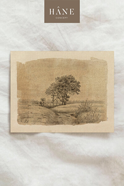 Hane Concept Karakalem Ağaç Poster, Sanatsal Baskı, Galeri Duvarı, Çiftlik Evi Tarzı Baskı
