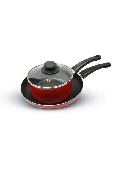 DELCASA 3 Piece Nonstick Cookware Set Red