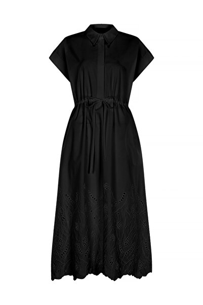 Exquise Düşük Kol Fisto Detaylı Pamuklu Rahat Kalıp Elbise