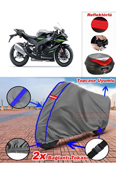 CoverPlus حقيبة خلفية من القماش المشمع Kawasaki Ninja ZX-10R باللون الرمادي م...