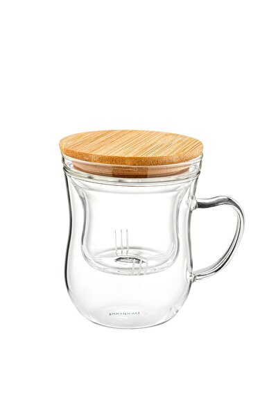 Bambum Glass Tea Cup with Brew Strainer 400ml