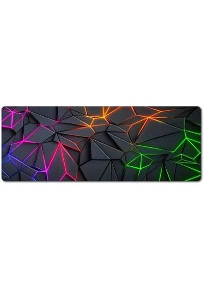 zola Mouse pad, rubberized, anti-slip, abstract 3D pattern, 90 x 40 cm, black/multicolor