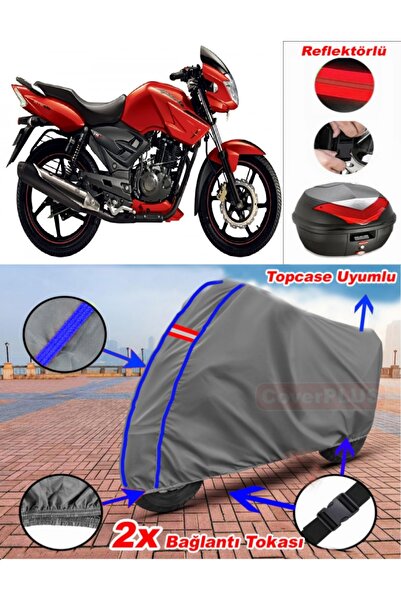 CoverPlus أزرق مخيط رمادي TVS Apache RTR 150 قماش القنب Topcase الخلفي حقيبة ...