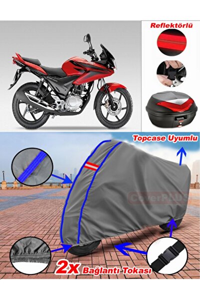 CoverPlus Blue Stitched Gray Honda Cbf 150 Tarpaulin Topcase Rear Bag Compati...