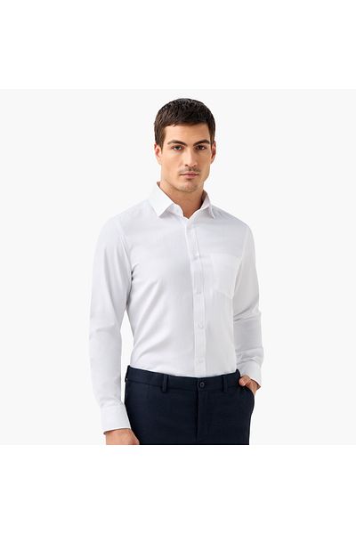 FAV Regular Fit Textured Shirt with Collar and Long Sleeves