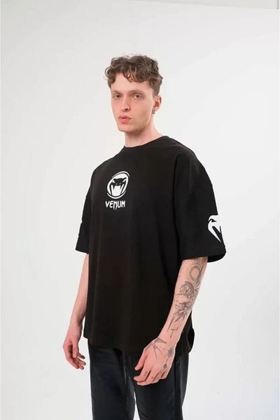 COTTONLAB Μπλουζάκι Unisex Crew Neck Printed Oversize - Μαύρο