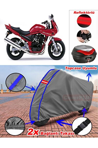 CoverPlus أزرق مخيط رمادي سوزوكي GSF 600 Bandit S قماش القنب Topcase الخلفي ح...