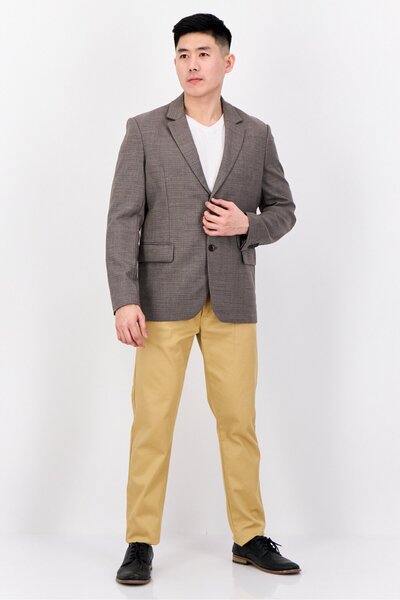 Esprit Men Regular Fit Hounds Tooth Printed Semi-Formal Blazer, Multicolor