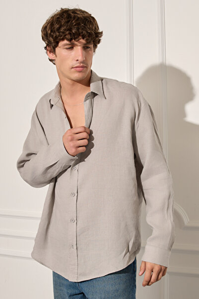 Beyyoglu %100 Keten Basic Gömlek