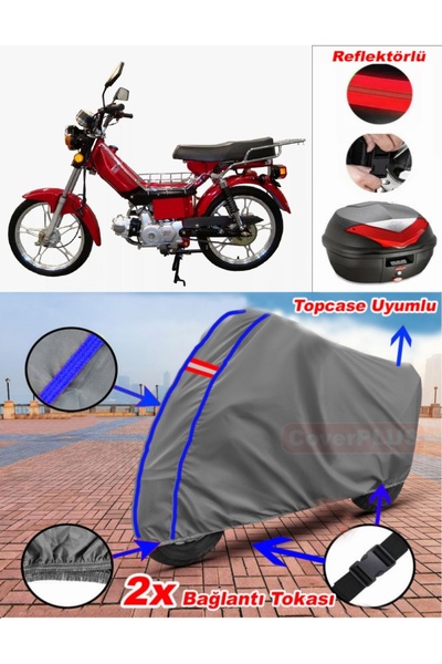 CoverPlus Blue Stitched Gray Bisan Sports 103 Tarpaulin Topcase Back Bag Comp...