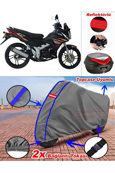CoverPlus Blue Stitched Gray King Motor Kr-130-16 Tarpaulin Topcase Rear Bag ...