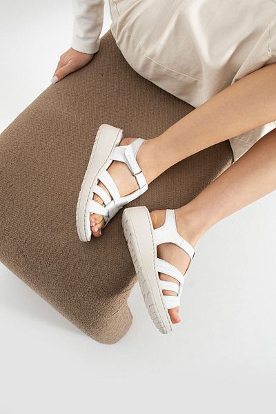 Getcho Sandale albe Boyd din piele naturală pentru femei