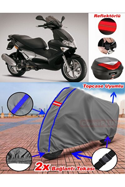 CoverPlus أزرق مخيط رمادي Gilera Runner VXR 200 قماش القنب Topcase الخلفي متو...