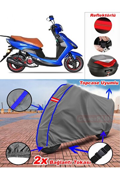 CoverPlus أزرق مخيط رمادي يوكي YB50QT-3 كاسبر القماش المشمع Topcase الخلفي حق...