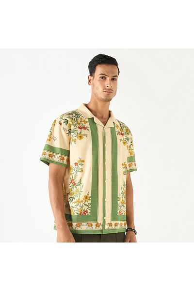 FAV Relaxed Fit Floral Print Shirt with Camp Collar