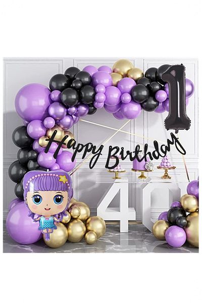 BİDOLUMUTLULUK Lol Doll Like Foil Balloon Birthday Set Party Celebration Entertainment