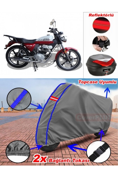 CoverPlus أزرق مخيط رمادي Arora AR 180-31 Avantgarde Tarpaulin Topcase حقيبة ...