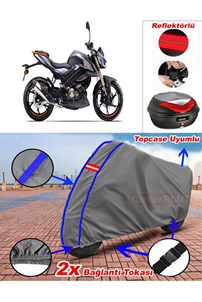 CoverPlus Blue Stitched Gray Qj Srk125 S Tarpaulin Topcase Rear Bag Compatibl...