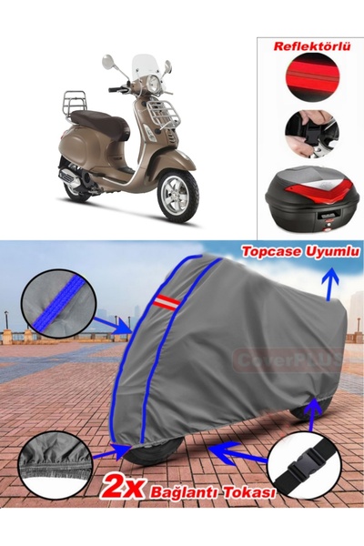 CoverPlus حقيبة خلفية من القماش المشمع باللون الرمادي المخيط باللون الأزرق Ve...