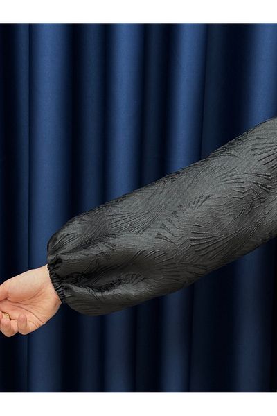 Ebrar Store Berin Jacquard vázaná embosovaná bunda-černá BN4147