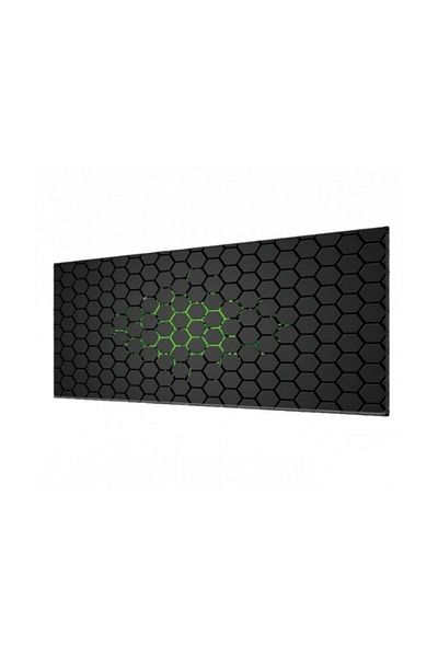 zola Mouse pad, rubberized for gaming, anti-slip, honeycomb pattern, 90 x 40 cm, black/green