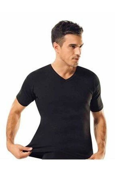 KEYAL Men's Black Half Sleeve V-Neck Undershirt