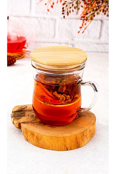 Bambum Glass Tea Cup with Brew Strainer 400ml