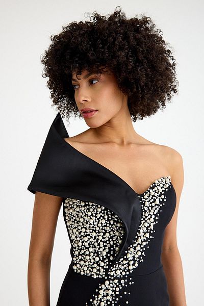 SpringStore Black Beaded Evening Dress