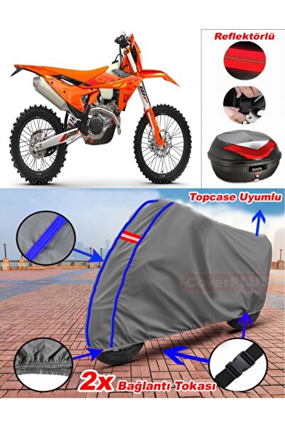 CoverPlus رمادي مع خياطة زرقاء KTM 450 EXC-F ستة أيام من القماش المشمع Topcas...