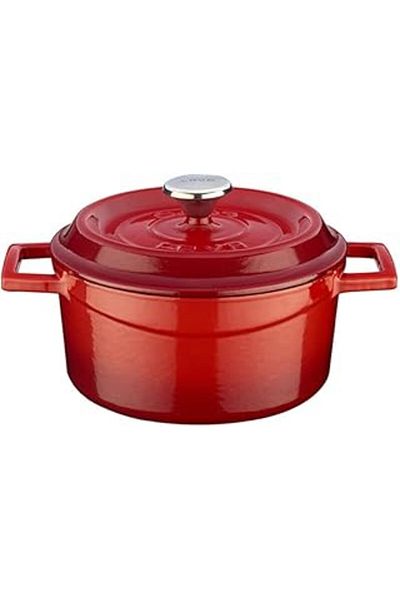 Hepta Collection Lava Cast Round Pot Trendy Diameter (Ø) 18 cm - Red