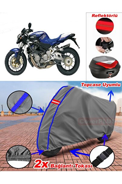 CoverPlus Blue Stitched Gray Mv Agusta Brutale 910 R Tarpaulin Topcase Rear B...