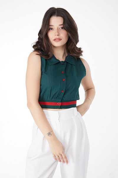 TOFİSA Φούστα Rubber Detailed Crop Emerald - 13162