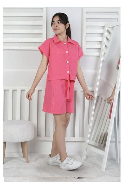 My Kids Wear Linen Girl's Bottom and Top Set