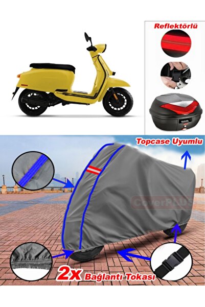CoverPlus Blue Stitched Gray Lambretta V50 Special Tarpaulin Topcase Rear Bag...