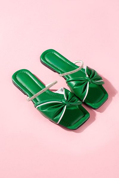 FUGA MODA Markus Green Stone Embroidered Belted Slippers
