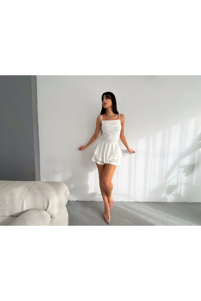 JANES Біле сукня-комбінезон на бретельках