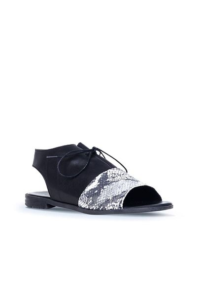 Bueno Shoes Sandale de damă din piele de șarpe negre - 01ws2510