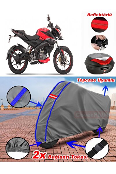CoverPlus أزرق مخيط رمادي Bajaj Pulsar NS 160 قماش القنب Topcase الخلفي حقيبة...