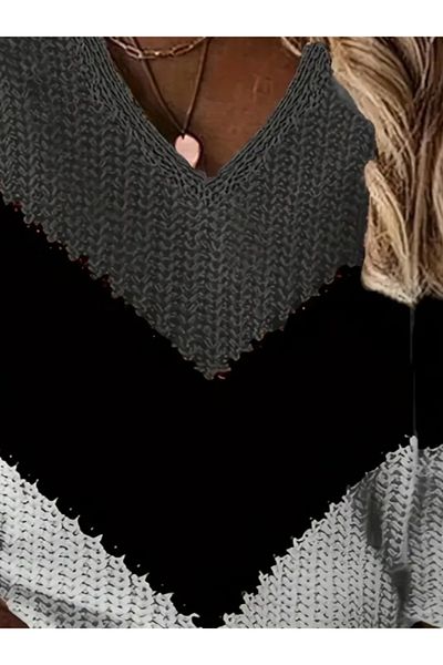 İpeksi Silky Women's Long Sleeve V Neck Knitwear Blouse