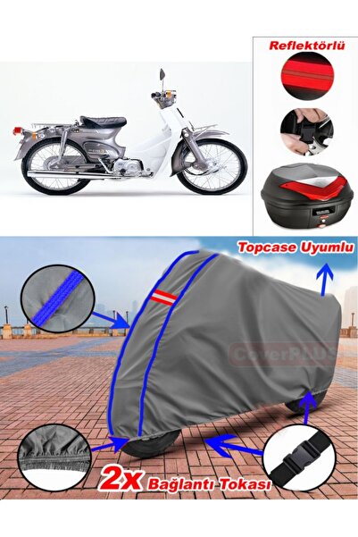 CoverPlus حقيبة خلفية من القماش المشمع Honda C70 Super Cub باللون الرمادي مع ...