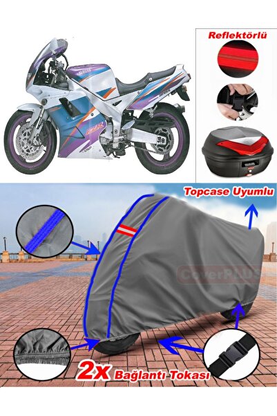 CoverPlus أزرق مخيط رمادي ياماها FZR 1000 قماش القنب Topcase الخلفي حقيبة متو...