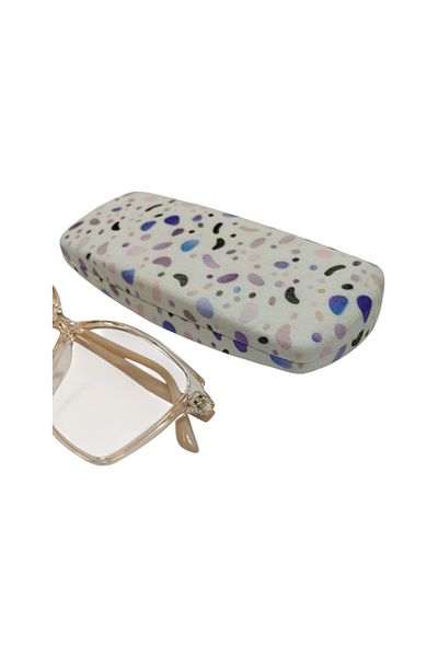 bonjorno aksesuar Oval Patterned Glasses Case for Optical Frame (Solid) with Cleaning Cloth Gift