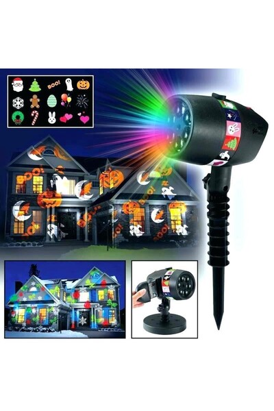 sgeteknoloji MASAÜSTÜ 12 FARKLI DESEN LAZER PROJEKTÖR YANSITMALI EV BAHÇE DEK...
