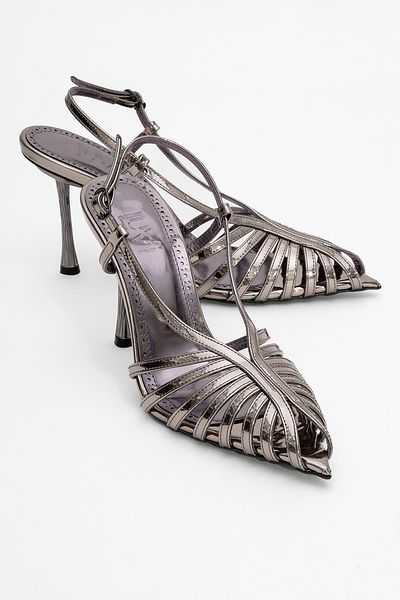 LuviShoes Leaf Platinum Mirror Women's Heeled Shoes